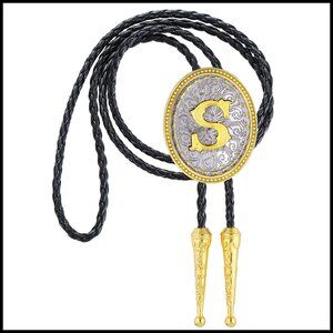 Gold Leather Bolo Tie Western Style Adjustable Minimalist Classic Accessory